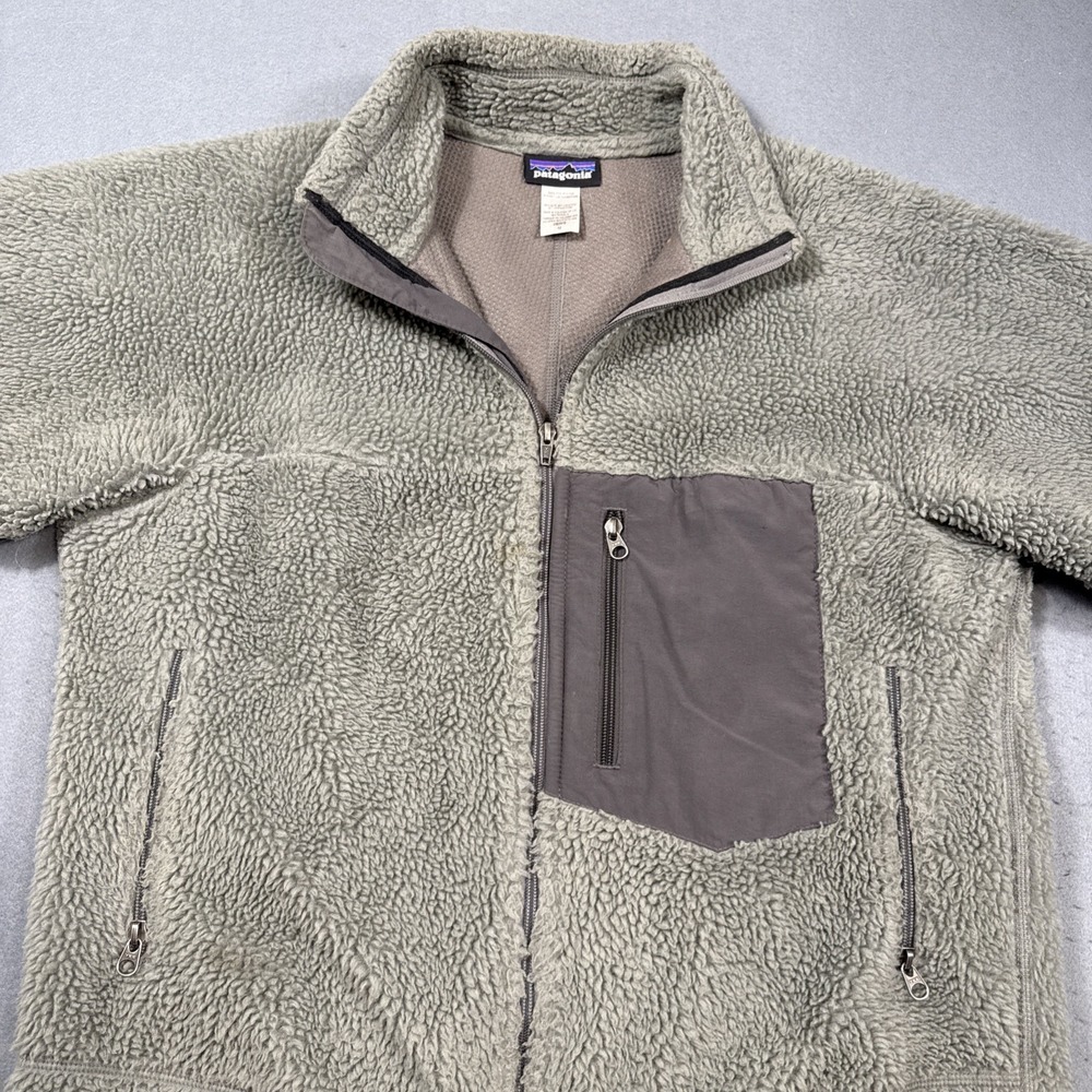 Patagonia Retro-X MENS MEDIUM Full Zip Fleece Coat Nest GRAY BlUE DEEP PILE